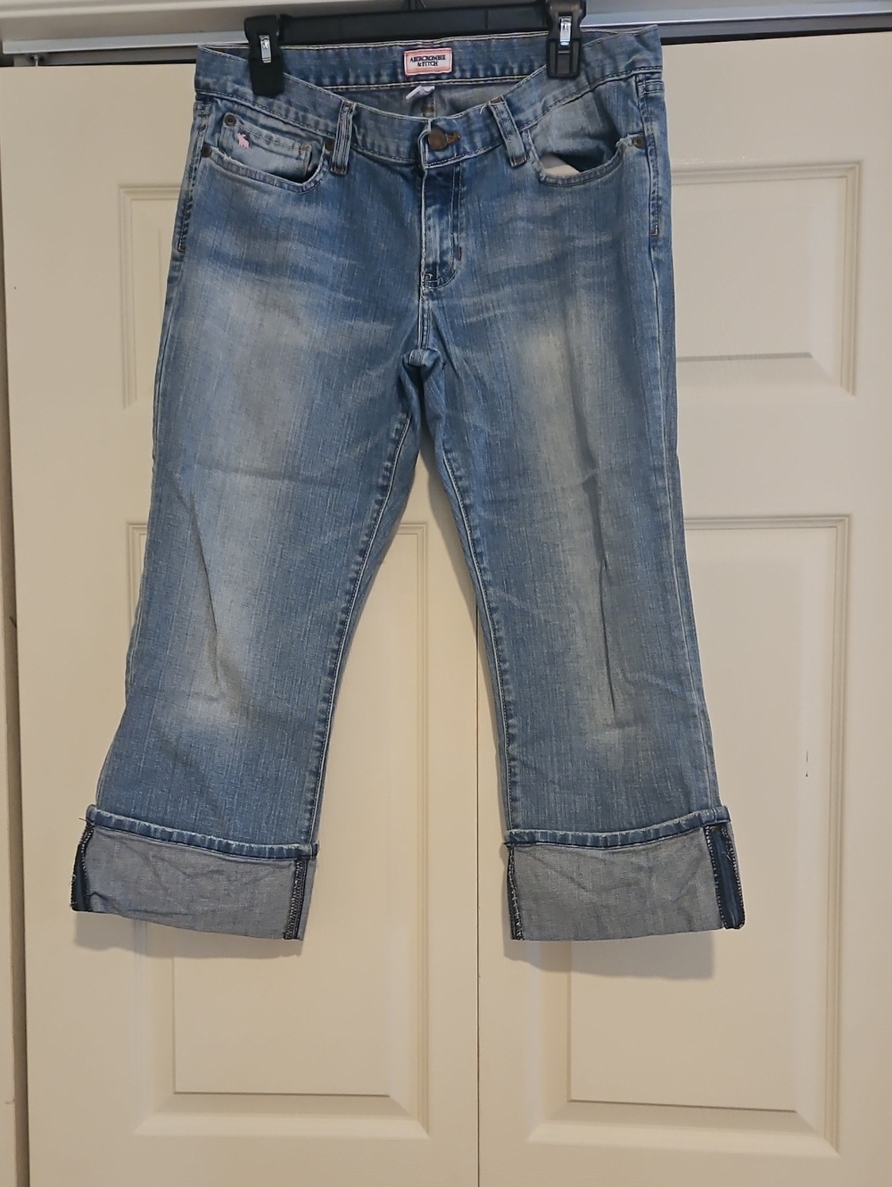 Abercrombie & Fitch Light Blue Cropped Jeans with Rolled Cuffs